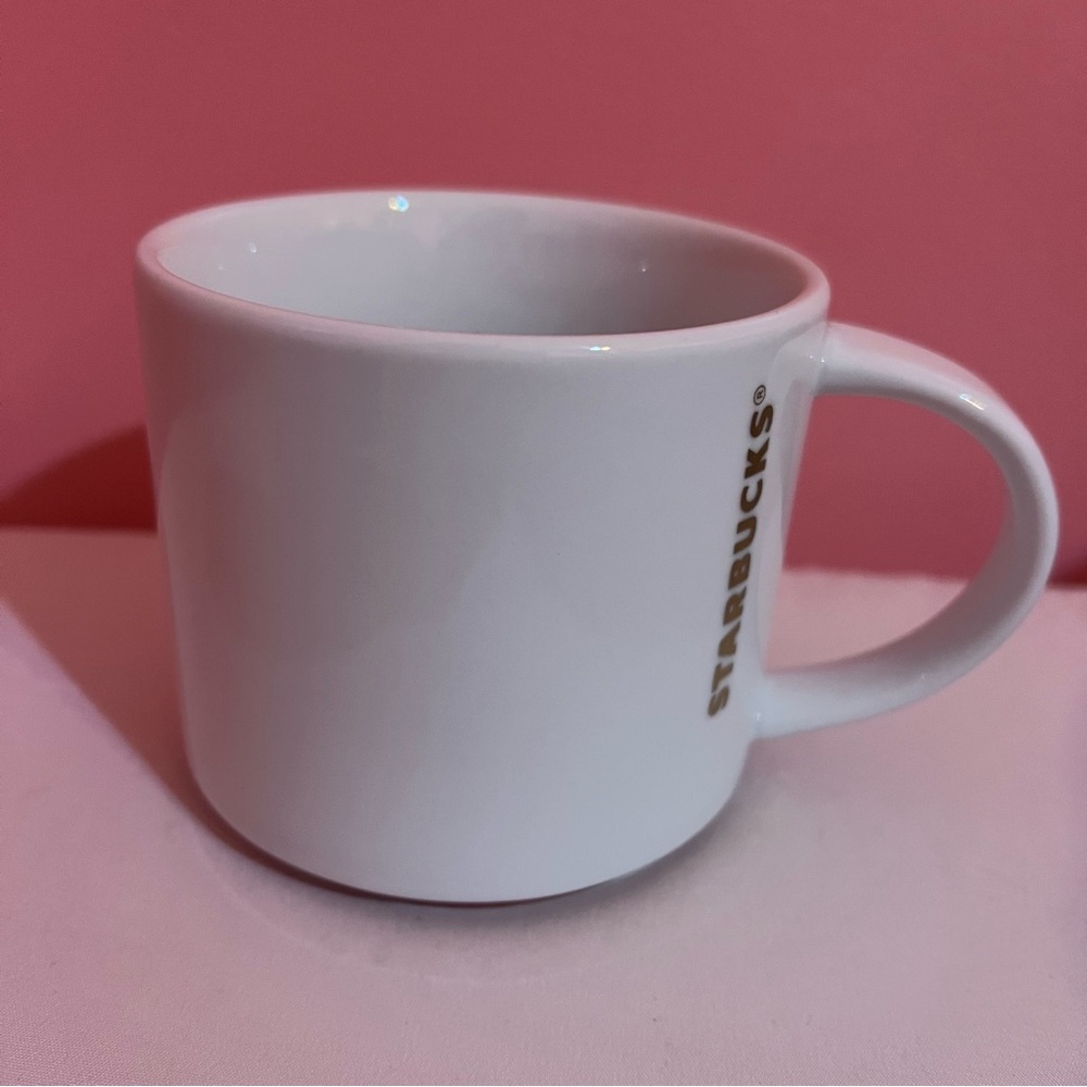 STARBUCKS 2012 Gold Vertical Logo White with Red Base Coffee Mug Tea Cup 16 oz - Picture 1 of 5